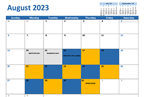  Blue and Orange Calendar